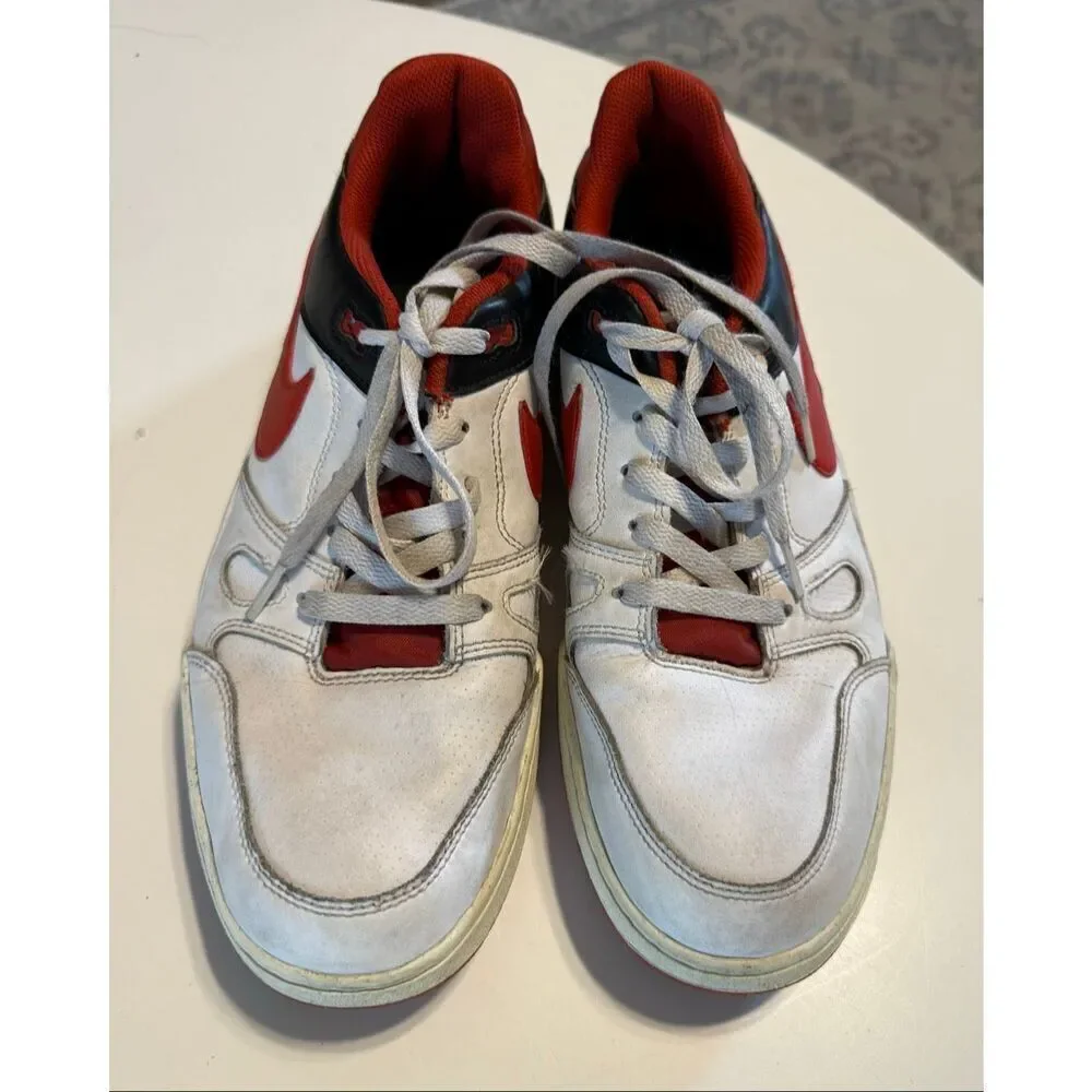 Nike Men's Size 10.5 Full Force Low Sneakers White Red Black AF1 Athletic Shoe